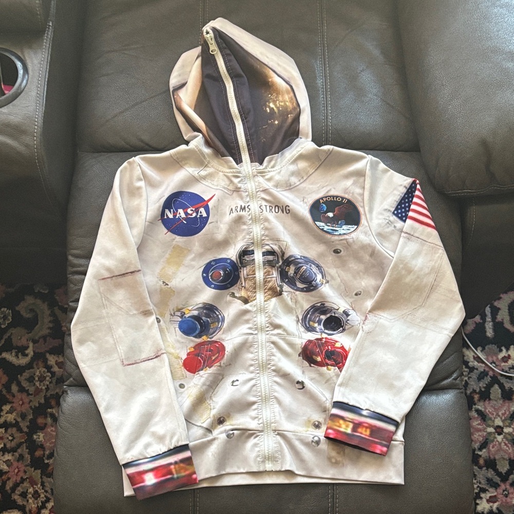 Space Adventure Kids Hoodie - Cream